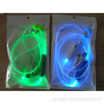 Blue Green Visible Light LED Earphone with Mic Funtion